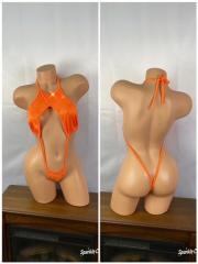 3028 1pc Spandex Orange Rhinestone