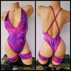 4044C 1pc Spandex  Hologram H Pink/Fuchsia o/s