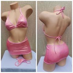 4072B 3pc  Hologram Neon Pink/Gold  O/s