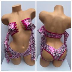 4075B 2PC SPANDEX CHEETAH/FUCHSIA O/S
