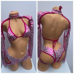 4075B 3PC SPANDEX CHEETAH/FUCHSIA O/S