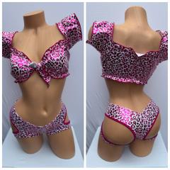 4075B 2PC  SPAMDEX  CHEETAH/FUCHSIA O/C