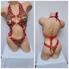4076c 1pc spandex CHEETAH Rhinestone O/s