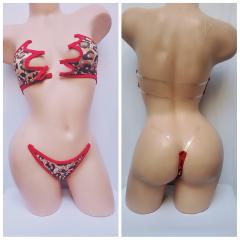 4076c 2pc spandex CHEETAH Rhinestone O/s