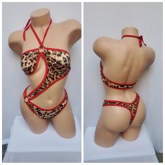 4076c 1pc spandex CHEETAH Rhinestone O/s