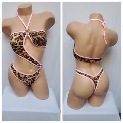 4076c 1pc Spandex CHEETAH Rhinestone O/s