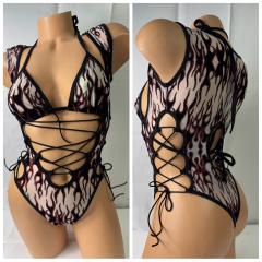 4081 2pc Fiery Glittered White O/S