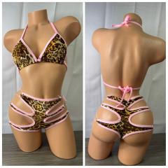 4081 2pc Spandex Leopard Print O/S