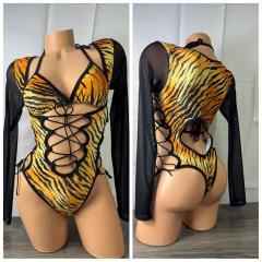 4081 2pc Velvet Cheetah Long Sleeve O/S